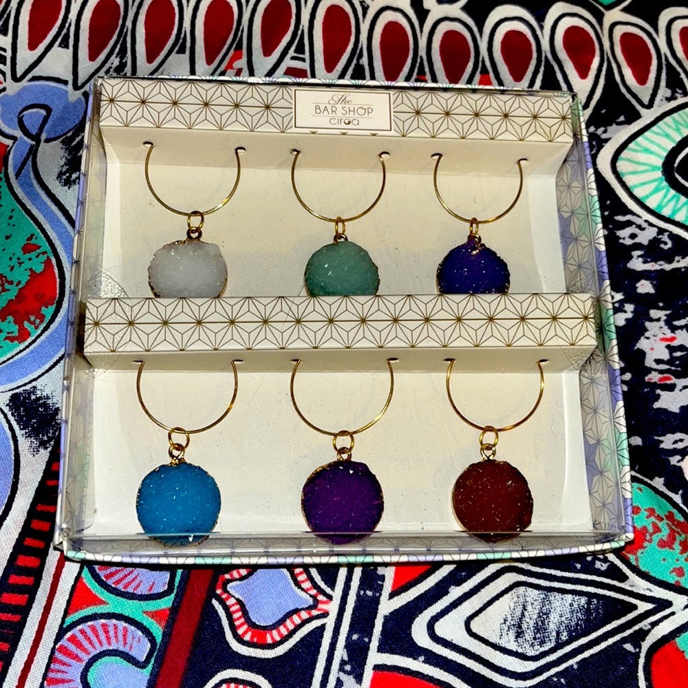 6 piece Crystal Wine Charms